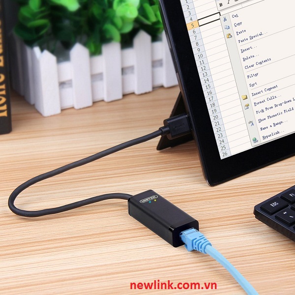 Card mạng usb rj 45, Usb to lan 3.0 RJ 45 cho Macbook Unitek Y-3461